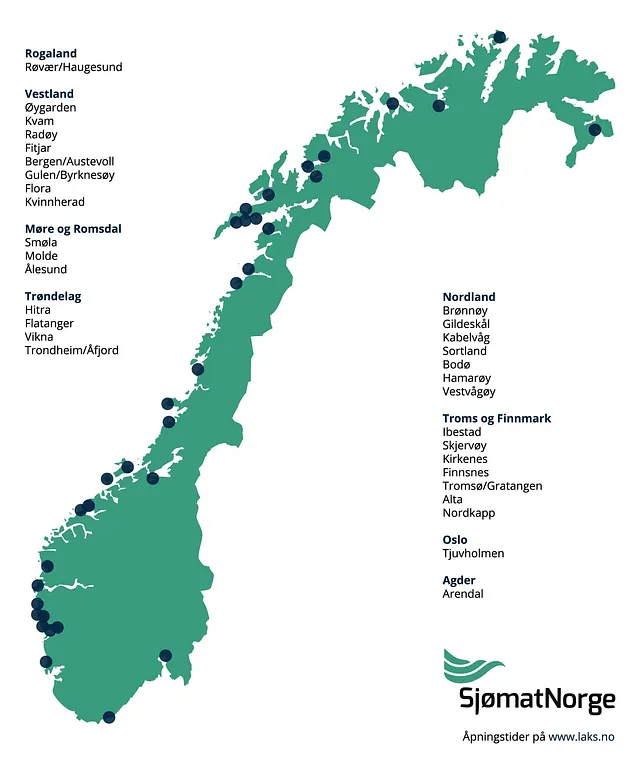 Kart over visningssenter i Norge